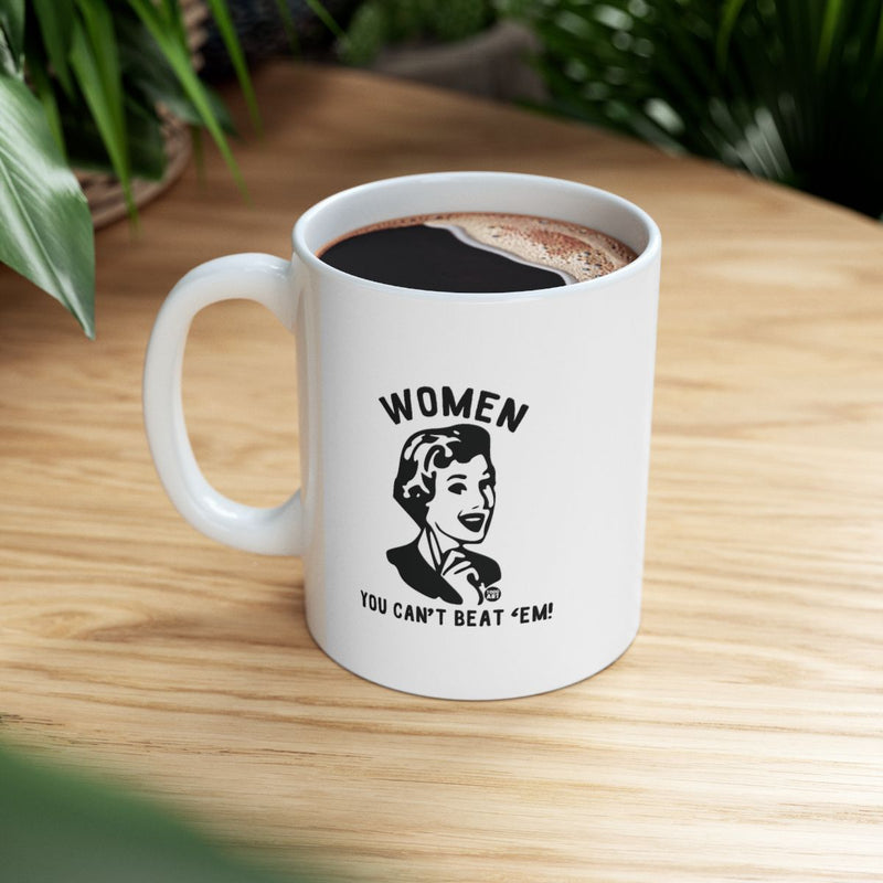 Load image into Gallery viewer, Women You Can't Beat 'Em Funny Retro Mug
