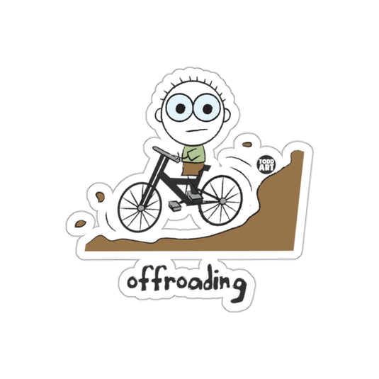 Cartoon Character on Bike with Offroading Text Sticker