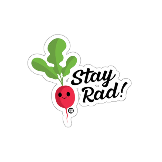 Stay Rad Radish Sticker with Cute Smiling Face Design