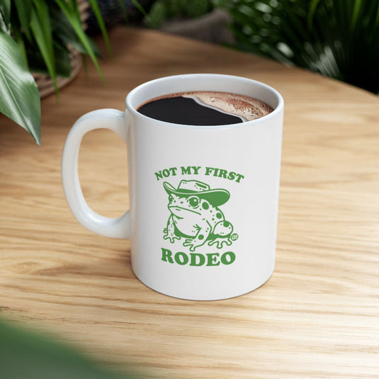 Not My First Rodeo Funny Frog Theme White Coffee Mug