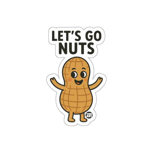 LET'S GO NUTS Adorable Cartoon Peanut Sticker