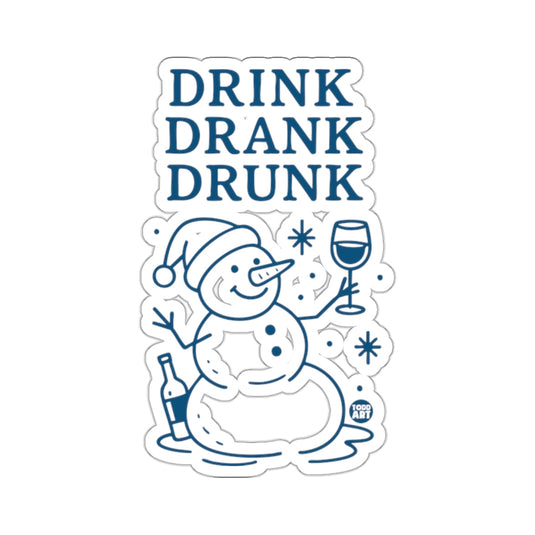 DRINK DRANK DRUNK Snowman Wine Glass Bottle Snowflakes 