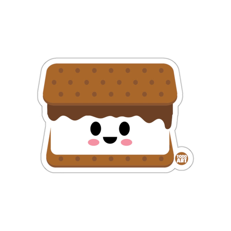 Load image into Gallery viewer, Cute and Smiling S'more Design Sticker Product
