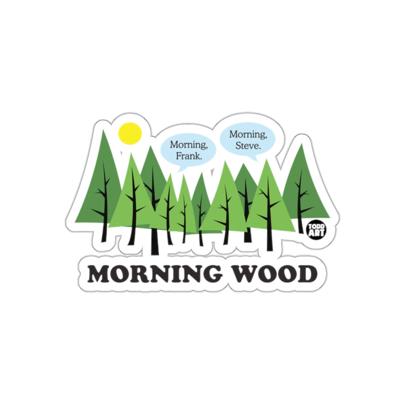 Load image into Gallery viewer, Morning Wood Forest Scene with Talking Trees sticker
