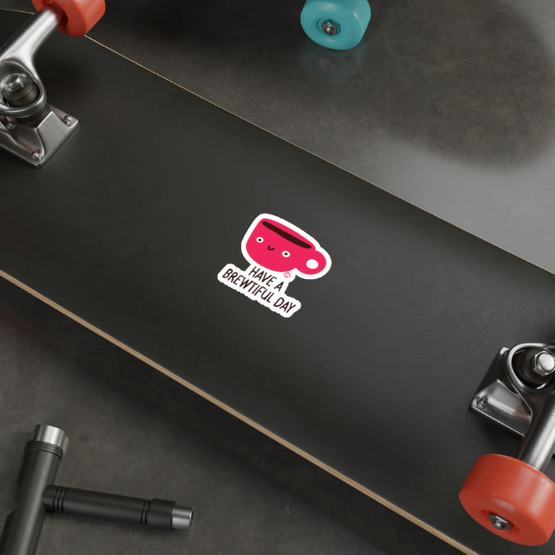 Load image into Gallery viewer, Have a Brew-tiful Day Sticker Skateboard Product
