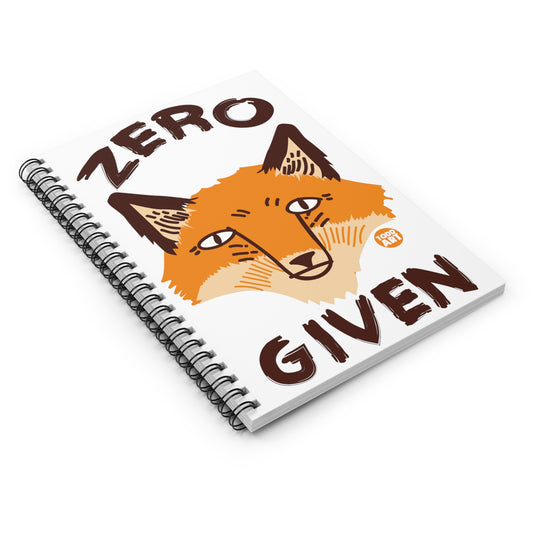 Zero Fox Given Notebook Spiral Notebook - Ruled Line