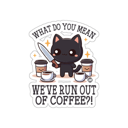 Cute Cat Holding Knife Funny Coffee Lover Sticker