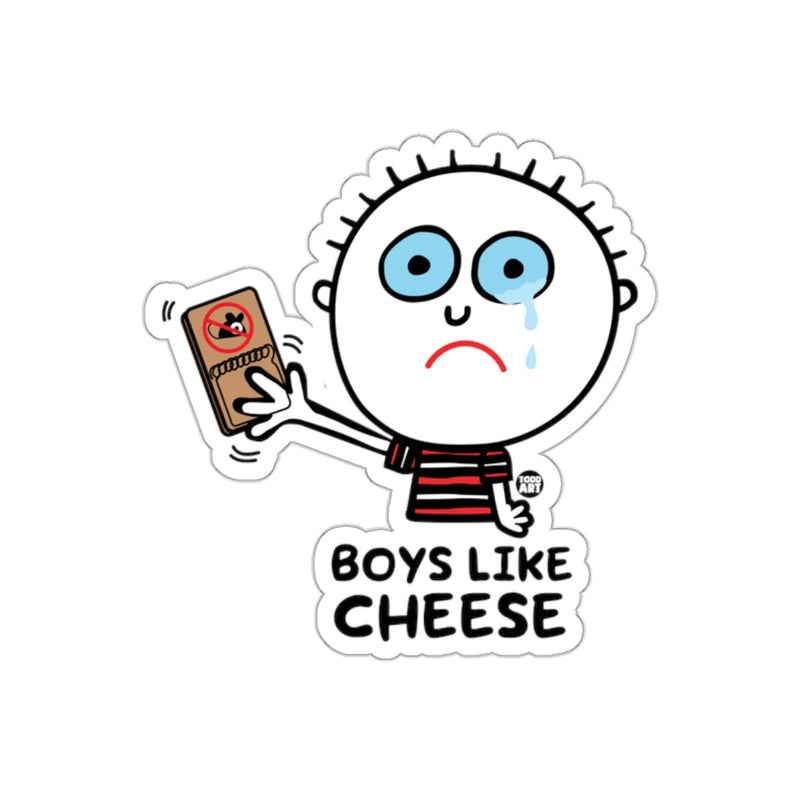 Load image into Gallery viewer, Boys Like Cheese Cartoon Character Sticker
