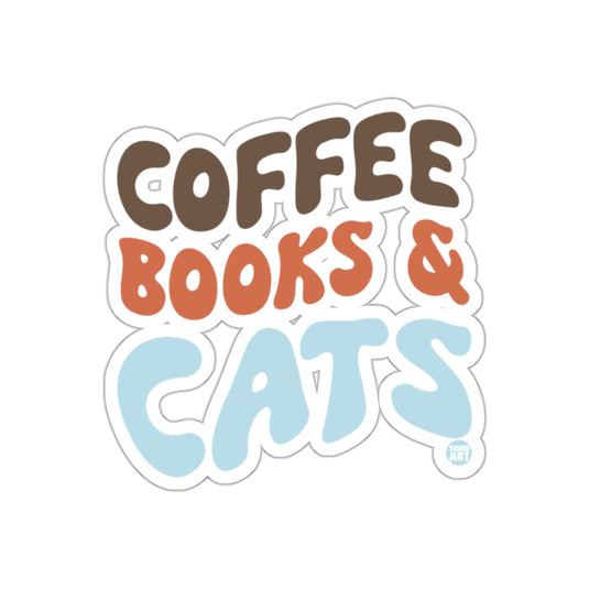 Coffee Books and Cats Design Artwork Illustration sticker