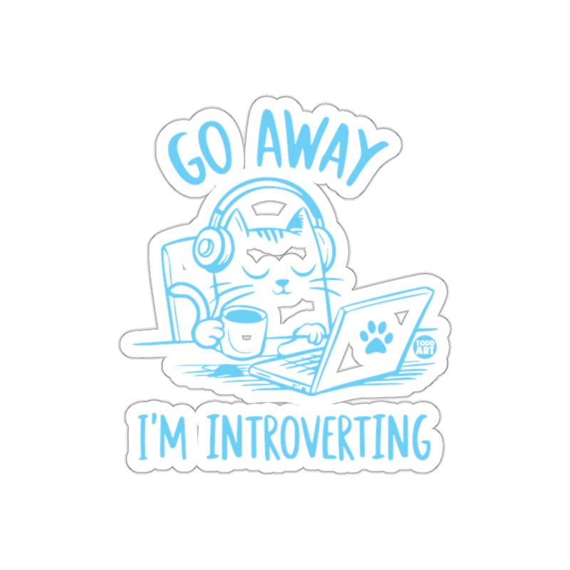 Load image into Gallery viewer, Go Away I'm Introverting Cute Cat Illustration sticker
