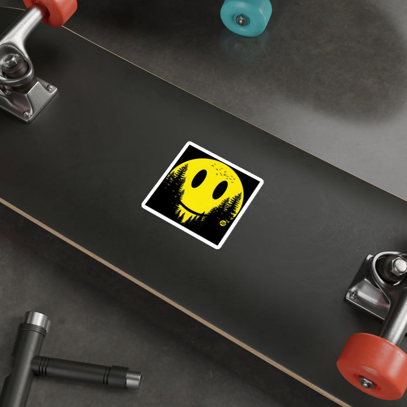Load image into Gallery viewer, Yellow Happy Forest Smiley Face Birds Design 
