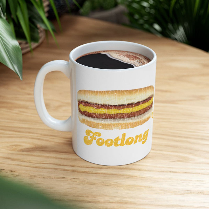 Load image into Gallery viewer, Footlong Hotdog Graphic Print White Mug For Coffee Lovers
