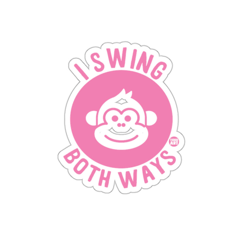 Load image into Gallery viewer, I Swing Both Ways Pink Monkey Sticker Fun Design
