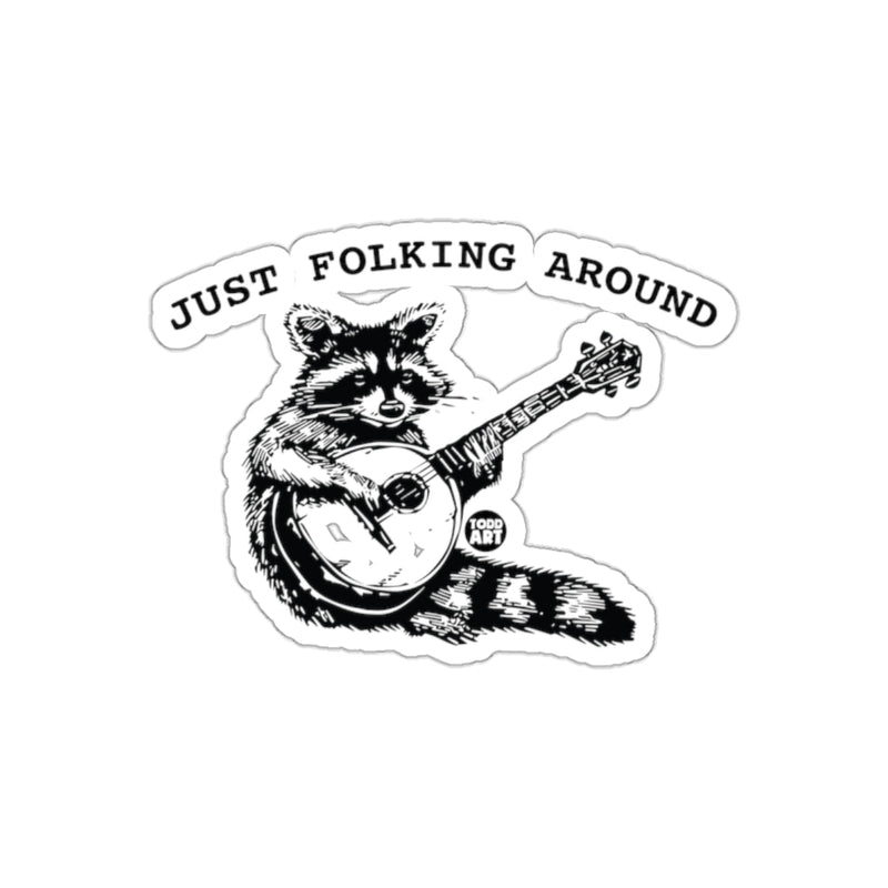 Load image into Gallery viewer, Just Folking Around Raccoon With Mandolin Instrument sticker

