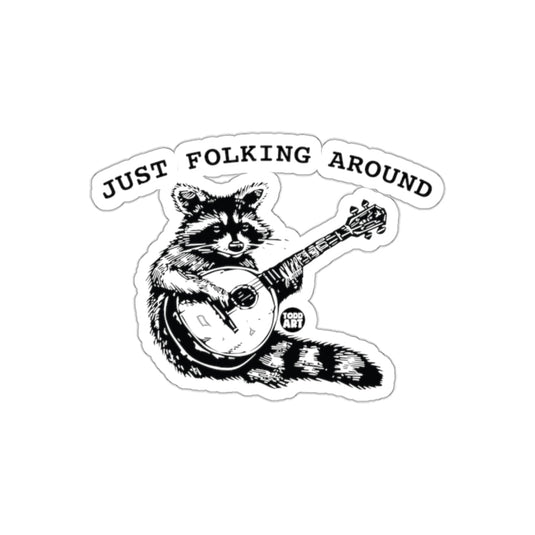 Just Folking Around Raccoon With Mandolin Instrument sticker