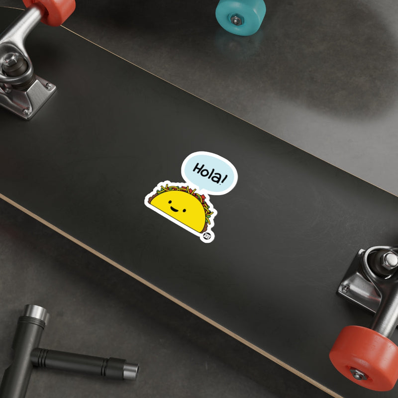 Load image into Gallery viewer, Cute Happy Taco Says Hola Cartoon Character Sticker 
