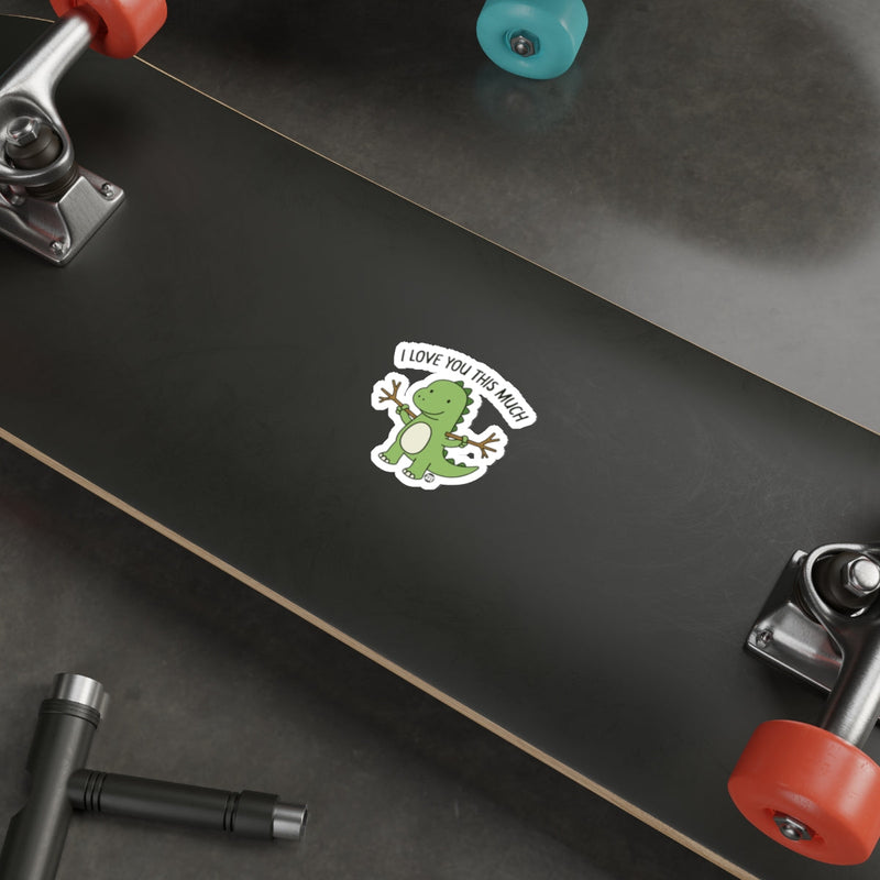 Load image into Gallery viewer, Cute Dinosaur I Love You This Much Sticker skateboard
