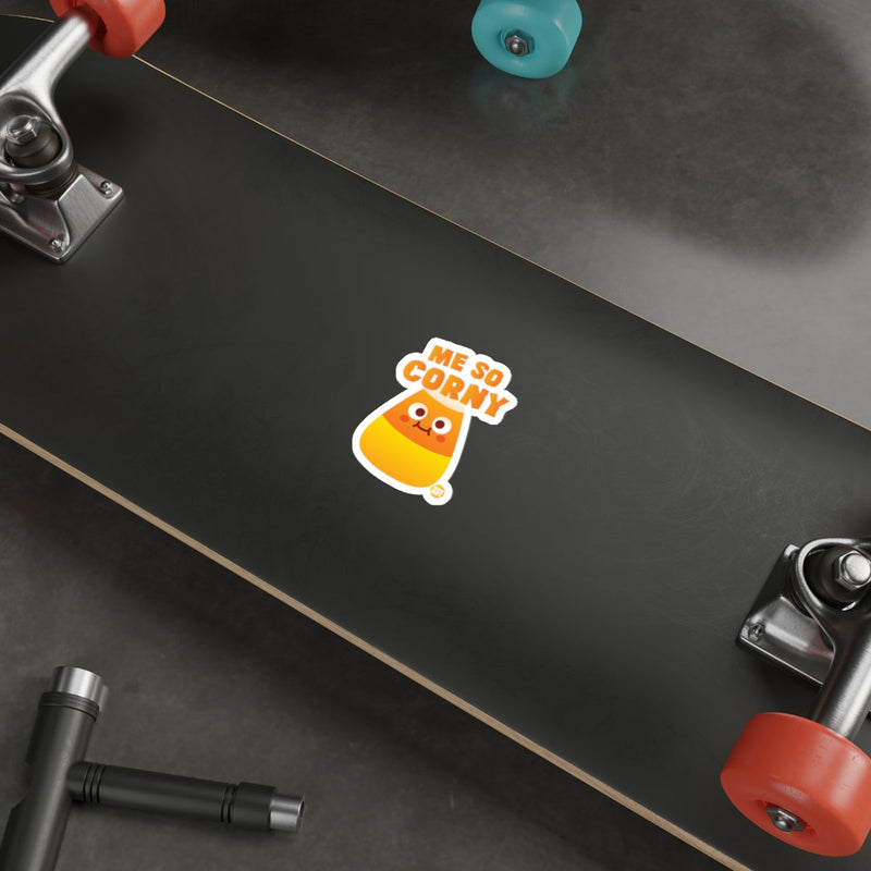 Load image into Gallery viewer, Funny Candy Corn Sticker on Skateboard Decal Product
