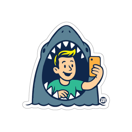 Shark Selfie Cute Man Taking Photo Design Funny sticker