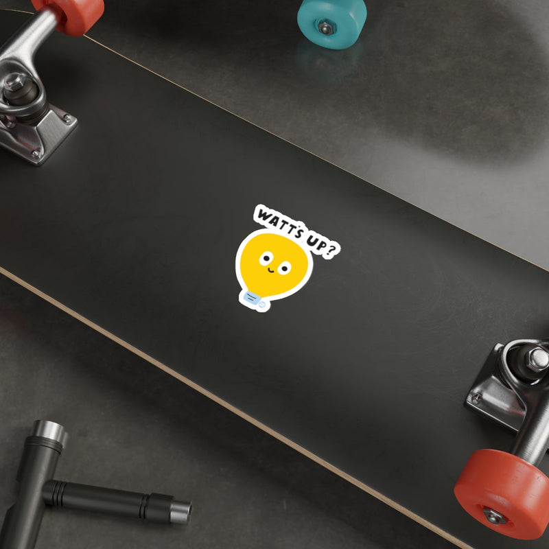 Load image into Gallery viewer, Fun and Playful 'Watt's Up?' Sticker for Your Gear
