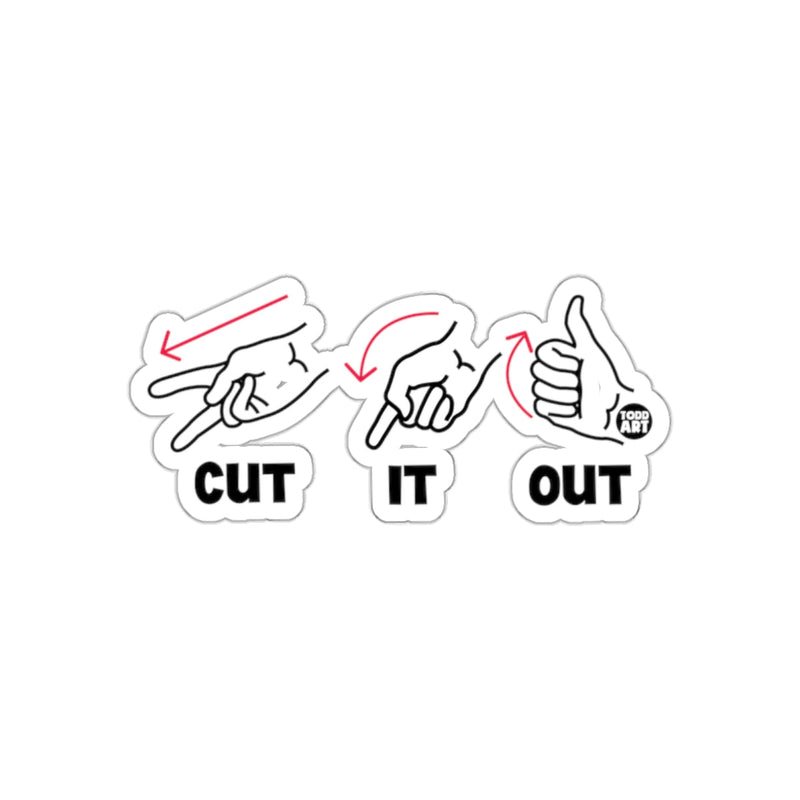 Load image into Gallery viewer, Cut It Out Hand Gesture Sticker with Instructions
