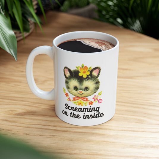 Screaming on the inside cute kitten design mug