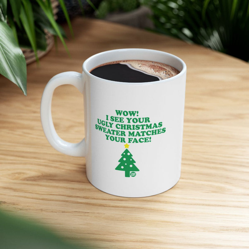 Load image into Gallery viewer, Ugly Christmas Sweater Matches Your Face Funny Mug
