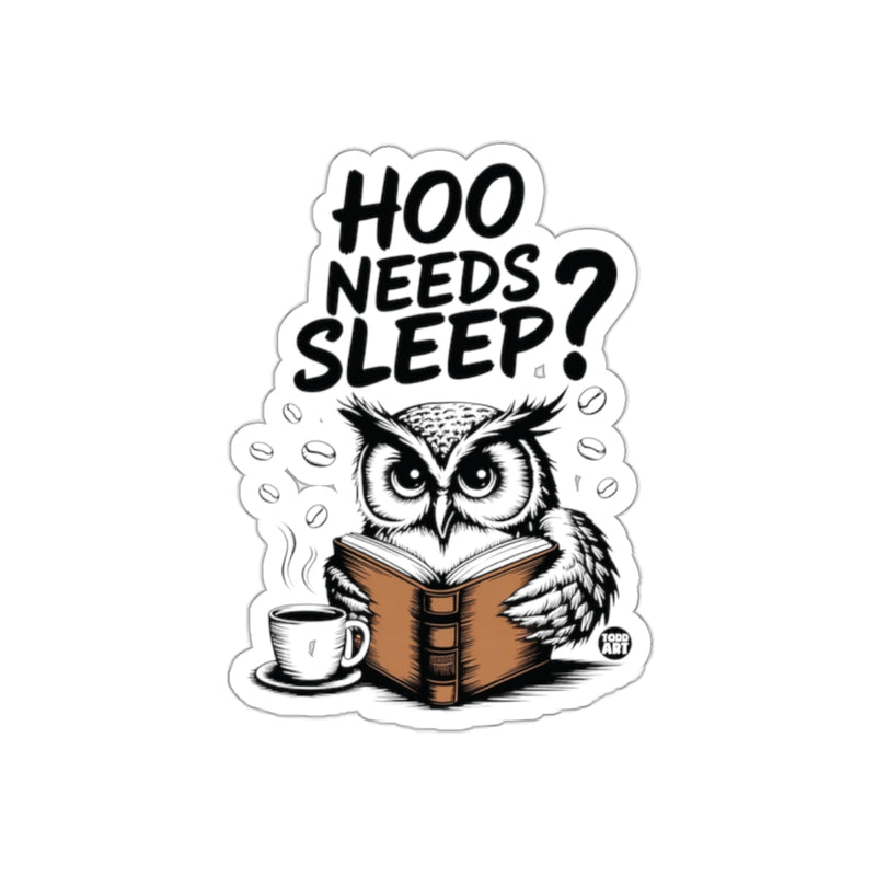 Load image into Gallery viewer, Hoo Needs Sleep Owl Reading Coffee Illustration sticker
