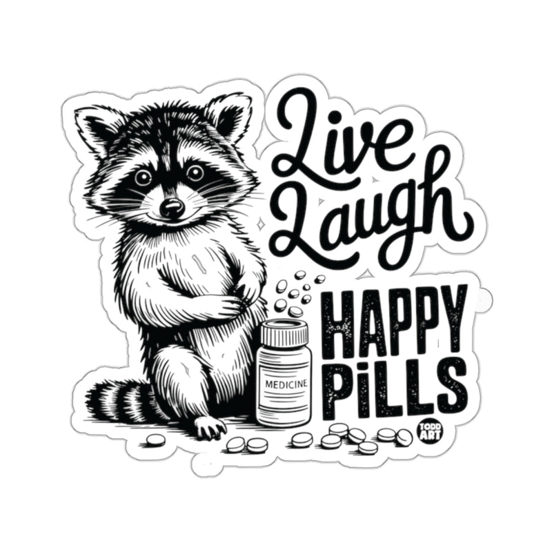Load image into Gallery viewer, Raccoon Live Laugh Happy Pills Medicine Bottle Funny 
