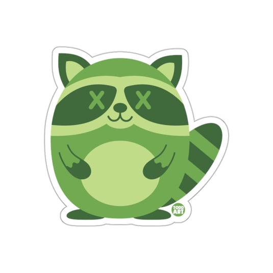 Cute Green Cartoon Raccoon Sticker for Fun Decor