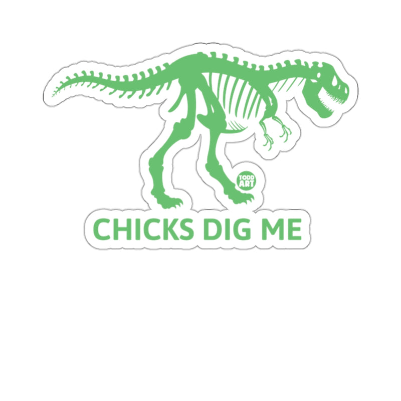 Load image into Gallery viewer, Chicks Dig Me Dinosaur Skeleton Todd Art Sticker
