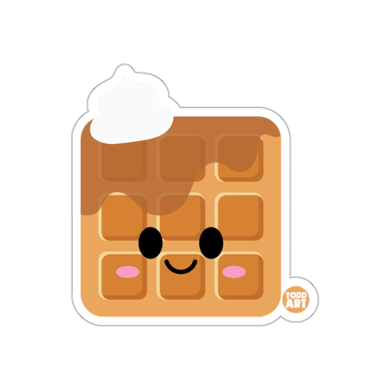 Load image into Gallery viewer, Cute Smiling Waffle with Whipped Cream Sticker
