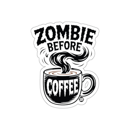 Zombie Before Coffee Funny Illustrated Sticker