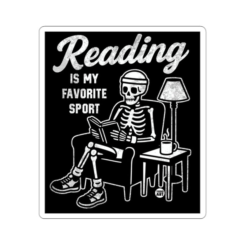Load image into Gallery viewer, Reading Is My Favorite Sport Skeleton Art Print
