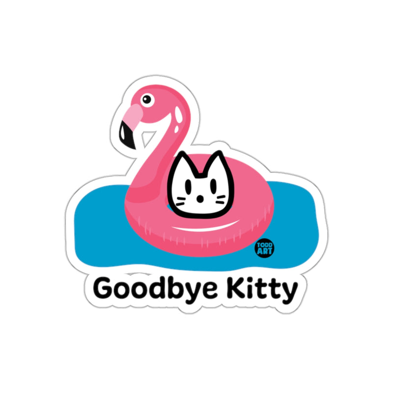 Load image into Gallery viewer, Goodbye Kitty Floating Flamingo Sticker Drawing Art
