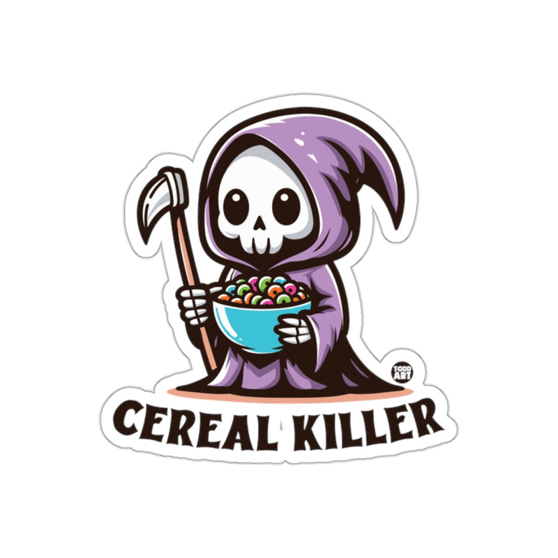 Load image into Gallery viewer, Cereal Killer Grim Reaper Holding Bowl Todd Art sticker
