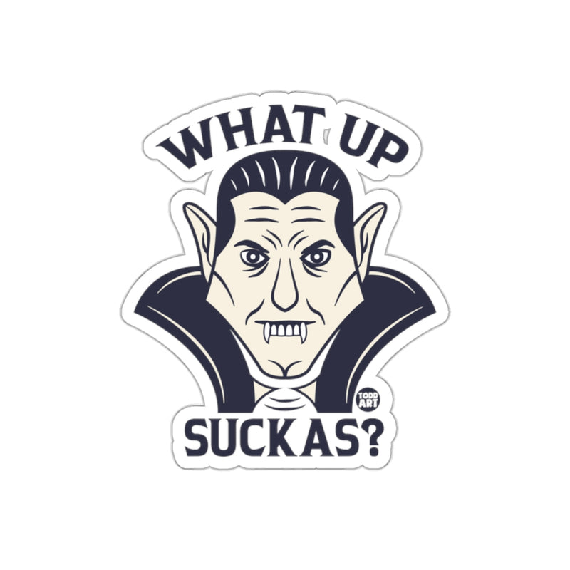Load image into Gallery viewer, What Up Suckas Vampire Design Sticker for Halloween
