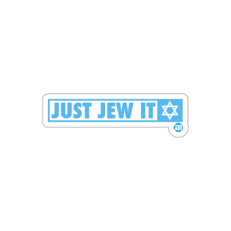 Load image into Gallery viewer, JUST JEW IT Blue and White Star Design Sticker
