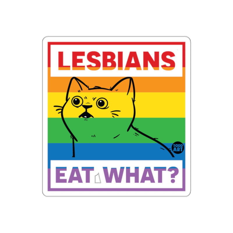 Load image into Gallery viewer, Lesbians Eat What Cat Pride Sticker Fun Gift
