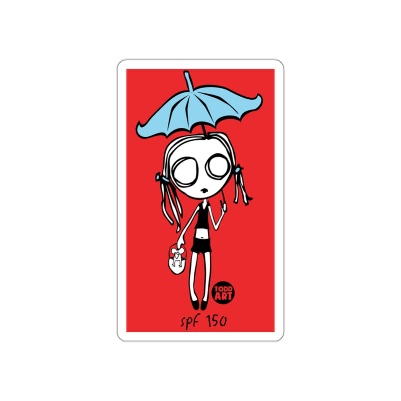 Load image into Gallery viewer, Todd Art SPF 150 Unique Blue Umbrella Girl Sticker
