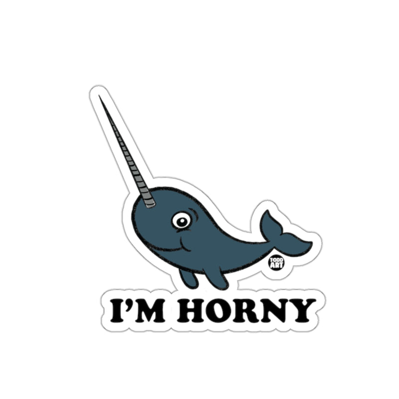 Load image into Gallery viewer, I'm Horny Narwhal Sticker Funny Animal Design
