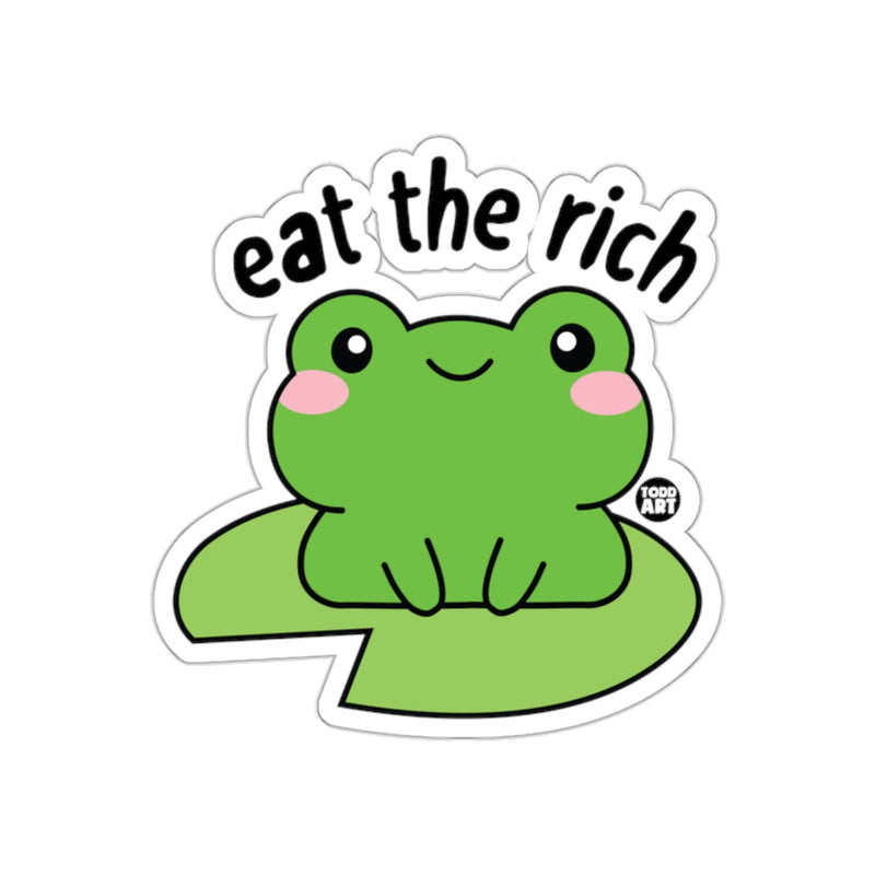 Load image into Gallery viewer, Eat The Rich Cute Green Frog Design Sticker
