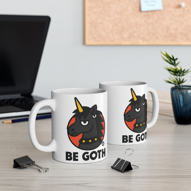 Load image into Gallery viewer, Be Goth Unicorn Black Horse Inspired Coffee Mug
