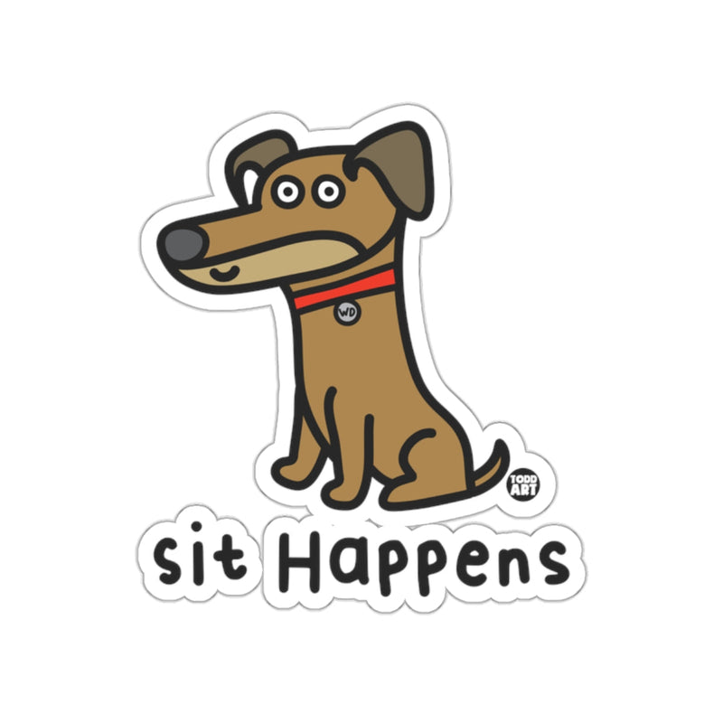 Load image into Gallery viewer, Sit Happens Funny Dog Sticker for Pet Lovers Decor
