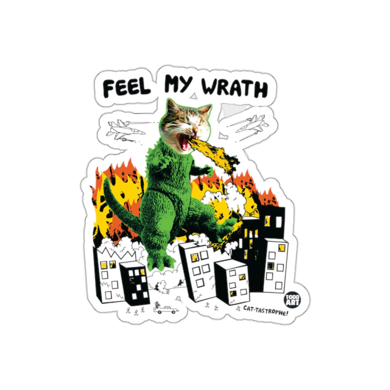 Load image into Gallery viewer, Feel My Wrath Kitty Godzilla Comic Style Catastrophe sticker
