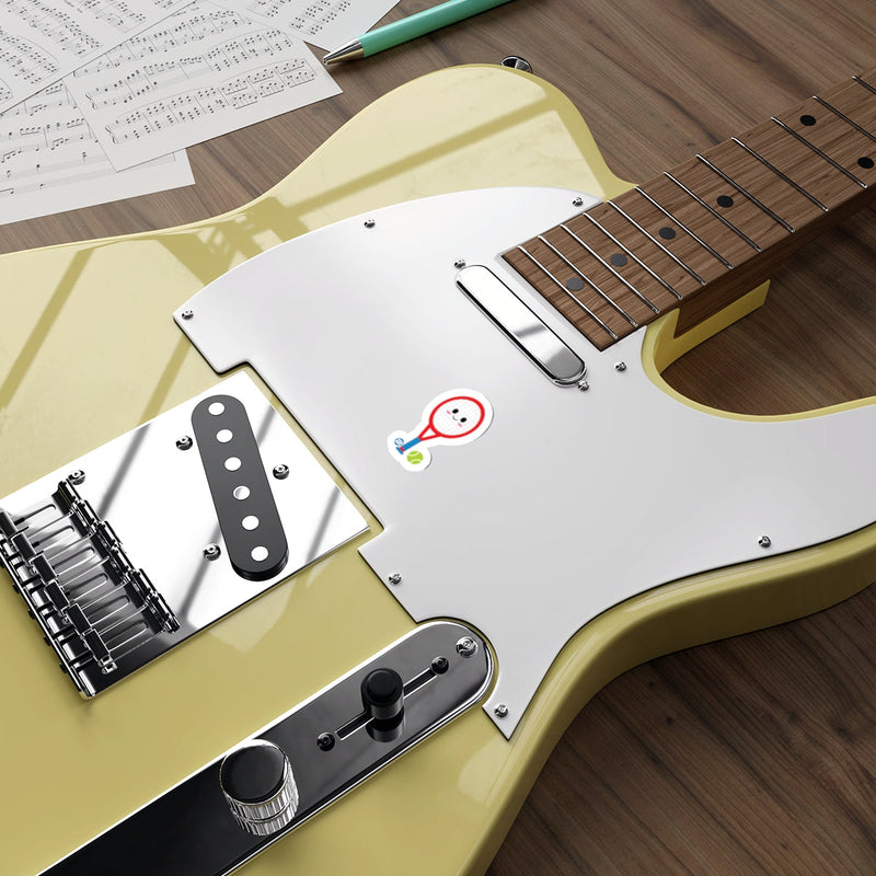 Load image into Gallery viewer, Fun Tennis Racket Sticker on White Guitar Body Decor
