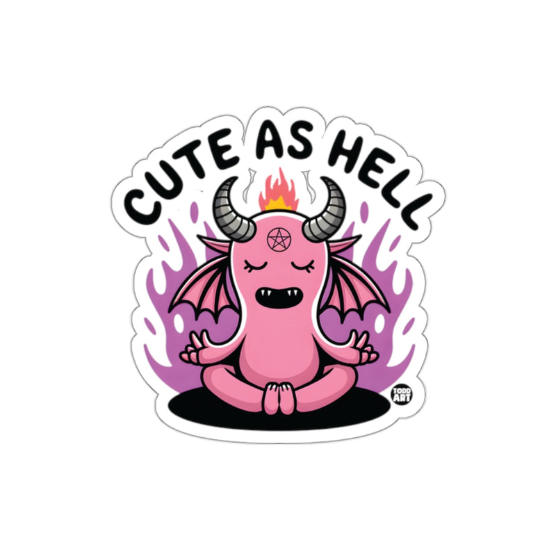 Load image into Gallery viewer, Cute as Hell Devil with Flames Sticker
