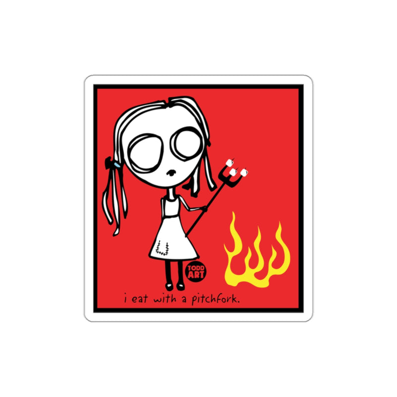 Load image into Gallery viewer, I Eat With a Pitchfork Sticker Art Print
