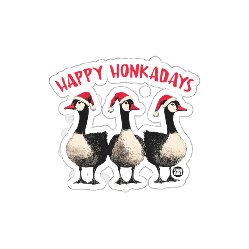 Load image into Gallery viewer, Happy Honkadays Santa Hat Geese Sticker
