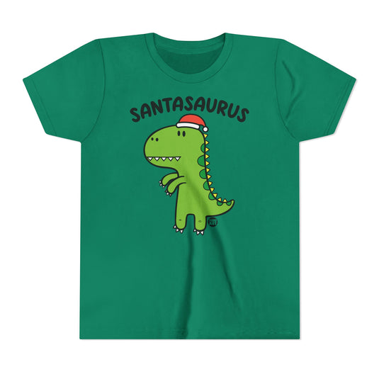 Santasaurus Kids Christmas Tee, Cute Dinosaur Holiday Children's Shirt, Santa Dinosaur Xmas Tee Kids